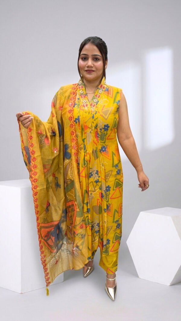 MultiColor Sleeveless Kurta Set